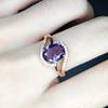 Anillo de Amatista de Imitación en Venta Caliente en Vivo Lujo Europeo y Americano Color Oro Rosa Chapado en Oro de 18K Anillo Ajustable Bucle Tesoro