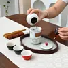 Juego de té de viaje estilo antiguo, juego completo, cerámica, portátil para uso en exteriores, incluye bandeja de té y lata de té, perfecto como regalo o recuerdo