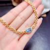 Joyería de tesoro de color directo de fábrica pulsera de plata 925 con topacio azul cielo natural engastado piedra principal 7*9 una generación de cabello