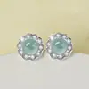 Brincos Modernos de Prata Esterlina S925 de Luxo Leve para Mulheres Novos Estilo Chinês Brincos Verdes Retrô Brincos Elegantes Simples Venda por Atacado de Fábrica