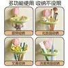 Cesta de armazenamento com ventosa em formato de tulipa, prateleira de banheiro e caixa de armazenamento com drenagem montada na parede para descartar panos de lavagem usados