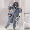 Pijama masculino inverno forrado com fleece espessado acolchoado de três camadas roupão de dormir longo quente de fleece de coral para crianças mais velhas e adolescentes conjunto