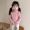 Suéter de Color Sólido con Volantes Estilo Coreano para Niñas Otoño/Invierno 2026 Nueva Llegada Moda Infantil Tejido Grueso para Niñas Pequeñas