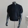 Suéter de Canalé con Cuello Medio Alto Estilo Old Money para Hombre, Nueva Camisa Base de Punto Versátil Oversize para Primavera/Verano con Cuello Redondo y Mangas Cortas