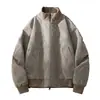 Jaqueta de Couro Grossa com Forro de Lã Feishun 2026 Outono/Inverno para Homens, Casaco Casual, Estilo Casal, Marca da Moda, Modelagem Solta, Versátil