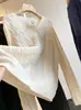 Suéter/Cardigã de tricô trançado macio e confortável de lã retrô para outono e inverno para mulheres, novo estilo 033