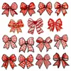 Parche Decorativo Lindo con Bordado de Lazo Rojo Forma de Corazón Cuadros Accesorios para Ropa Bordado por Computadora Mayoreo