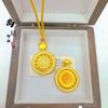 Atacado de Colar Bússola Janela Rosácea Giratória de Diamante Incrustado em Ouro Areia Antigo do Mesmo Estilo da Loja de Ouro Fivela de Segurança Ruyi Escovada