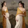 Tema Estúdio Fotográfico Novo Retrô Novo Estilo Chinês Vestido Amassado com uma Vibe Descolada para Sessão de Fotos da Barriga de Grávidas