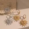 Brincos Pingente Girassol Espiral Venda Quente Transfronteiriça Europeia e Americana Estilo Ins Moda Luxo Acessível Joias de Aço Inoxidável Brincos