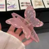 Estilo Ballet de Primavera Doce Fita Borboleta Presilha de Agarre Versátil Elegante Presilha de Tubarão Parte de Trás da Cabeça Coque Cabelo Meio Preso Pegador de Cabelo