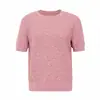 Fábrica de Comercio Exterior Europea y Americana Suéter de Punto Manga Corta con Lentejuelas de Alta Resistencia Hecho a Medida para Mujer, Suéter Pulóver Delgado de Color Sólido con Cuello Redondo para Verano