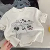 Estilo Nuevo de Verano 2026, Estilo Coreano, Camiseta Casual de Algodón de Manga Corta con Dibujos Animados para Niños y Niñas, Versátil, Cuello Redondo, Elegante