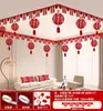 Set de Decoración de Habitación de Boda para la Decoración del Techo del Novio, Nuevo Dormitorio y Sala de Estar de la Novia, Decoraciones Colgantes con Caracteres de Doble Felicidad, Guirnaldas de Boda