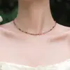 Colar de Turmalina Arco-Íris Natural Feminino Leve Luxo Nicho Alto Padrão Verão Cristal Arco-Íris Dopamina Corrente de Clavícula Acessórios