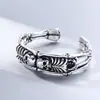 Pulsera de Calavera de Plata de Ley 925 al por Mayor para Hombre Pulsera Abierta Ajustable Plata Tailandesa Retro Punk de Moda Joyería Antigua