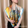 Bufanda de Seda Nueva Fina Estampada para Primavera y Otoño, Bufanda Cuadrada de 90 cm para Mujer, la Más Fácil de Combinar, Bufanda de Cuello de Moda, Bufanda Decorativa