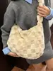 Bolso Tote Cuadros Estilo Coreano Gran Capacidad para Mujer Otoño 2026 Retro Color Contrastante Felpa Casual Bolso de Hombro Cruzado