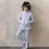You Hua 2026 Outono Novo Estilo Moda Feminina Slim Fit Moletom com Zíper Barra com Babados Calça Flare Conjunto Esportivo 68783