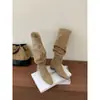 Botas altas plisadas de nuevo estilo europeo y americano para mujer otoño/invierno 2026, versátiles con tacón grueso y puntera cuadrada, botas largas adelgazantes