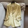 Primavera 2026 Nuevo Blazer Delgado de Acetato con Textura Arrugada Adelgazante y Mangas Plisadas al por Mayor N5Cw25065