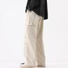 Pantalones Cargo de Pierna Ancha Unisex Estilo Nuevo Pantalones de Múltiples Bolsillos para Pareja Moda Retro High Street Pantalones Rectos Plisados Pantalones Casuales para Mujer Hombre