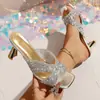 Comercio Exterior Transfronterizo Tallas Grandes Chanclas de Exterior con Tiras de Pedrería y Punta Abierta En Stock Verano Nuevo Estilo de Moda Chanclas que Aumentan la Altura