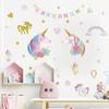 Nuevo LD93104 - Pegatina de pared decorativa autoadhesiva con diseño de unicornio, arcoíris y estrellas, para habitación infantil y guardería
