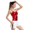 Chaleco Sexy de Encaje de Cuero Brillante con Tirantes de Color Sólido para Mujer, Ajustado, Tirante Fino, Chaleco de Cuero Lacado Metálico para Club Nocturno