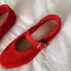 Zapatos Planos Vintage de Piel de Vaca de Primera Capa para Mujer, Mocasines Mary Jane Ballet Planos de Piel Genuina con Correa Única de Gamuza en Stock