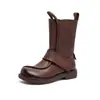 Jie Zou Otoño 2026 Nueva Llegada Piel de Vaca de Primera Capa Estilo Retro Punta Redonda Suela Plana Botas Temperamento de Viaje Moda Tendencia Zapatos para Mujer