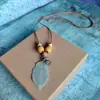 Collar Trenzado de Cuerda con Perlas de Piedra Natural para Mujer, Cadena para Clavícula de Piedra Ojo de Tigre Estilo Chino Nuevo Vintage, Accesorio Largo Colgante para el Cuello con Manchas