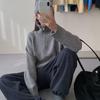 Suéter de Alta Qualidade Macio e de Cor Pura em Estilo Coreano para Mulheres, Estilo Preguiçoso, Novo Top de Tricô com Zíper e Gola Alta para Outono e Inverno