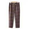 Pantalones Casuales a Cuadros de Primavera para Mamás de Mediana Edad, Pantalones de Pierna Recta Elegantes y Versátiles para Mujeres de Mediana Edad y Mayores, Adecuados para Primavera y Otoño
