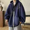 Jaqueta com Capuz Masculina Primavera e Outono 2026 Novo Estilo Cardigan com Zíper e Capuz Masculino Top Esportivo Masculino Plus Size Outono
