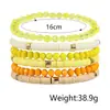 Conjunto de pulseiras de contas de cristal de argila colorida para joias transfronteiriças europeias e americanas, estilo boêmio, acessórios de mão com contas de letras, atacado