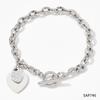 Conjunto de joyería de collar y pulsera de moda otbuckle personalizado, nuevo temperamento, amor, melocotón, acero inoxidable, cadena para clavícula, pulsera de diamantes