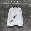 TIME BREATHE TB Novo suéter de gola redonda primavera e outono, marca de moda, suéter oblíquo de três barras, moda, blusa de manga comprida