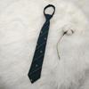 Broche Bordado Gravata Listrada Azul para Mulheres, Roupa Estilo Britânico Marrom Café Amarrada à Mão, Moda Clássica Ameixa Madura Mesmo Estilo