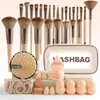 Conjunto de 47 peças de ferramentas de beleza combinação bolsa de cosméticos xiangfeng conjunto de pincéis de maquiagem esponja de maquiagem portátil para lavar viagem maquiagem