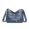 Bolso de Mujer de Comercio Exterior 2025 Nuevo Estilo Lavado Piel Suave Bolso Cruzado Doble Capa Gran Capacidad Bolso de Hombro Bolso Cuadrado Pequeño para Mujer