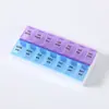 Caja de distribución de medicamentos para llevar con tapa abierta de 14 compartimentos, chino e inglés, para viajes de negocios, con caja de medicamentos semanal en braille, caja de medicamentos portátil