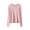 26 Outono Novo Feminino Quente Seda Caxemira Manga Longa Malha Blusa Manga Longa Lyocell Camiseta Camada Base Roupa Íntima Quente
