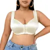 Sujetador push-up de tela brillante transfronterizo de cierre frontal para mujer, talla grande, sin varillas, soporte lateral, anti-flacidez, elevador, estilo europeo y americano