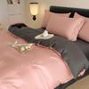 Juego de Ropa de Cama de Lujo de Algodón de Fibra Larga 60S de Cuatro Piezas, 100% Algodón, Estilo para las Cuatro Estaciones, Sábana y Colcha Bordadas de Algodón Puro, Textil para el Hogar Nantong 4
