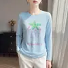 Verão 2026 Novo Cardigã de Tricô Fino com Gola Redonda Feminino Estampa Floral Cover-up Casual Manga Longa Camada Interna Camada Base