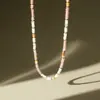 Collar de Piedra Natural Dopamina Lujo Ligero Nicho Cadena para Clavícula con Cuentas Libres de Color para Mujer Collar Simple de Gama Alta Joyería