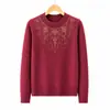 Nueva Colección Primavera y Otoño: Tejidos para Mujer de Mediana Edad y Mayores, Suéter Pulóver de Cuello Redondo, Color Sólido, Top de Punto Fino