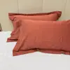 Funda de almohada de algodón cepillado lavado Par engrosado Color sólido Minimalista japonés Individual