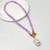 Collar de Perlas y Piedras Naturales Estilo Chanel Verano para Mujer Diseño de Hebilla TO Cadena para Clavícula de Alta Gama Estilo Vacacional Moda Joyería